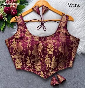Collection de Blouses Style Corset de Qualité Supérieure en Tissu Banarasi-Tricot King Khab avec Motif Zari, Fournisseur Indien - Product Image 5