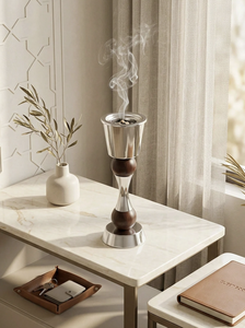 Quemador de Incienso de Lujo en Metal y Madera, Porta Incienso Decorativo para Carbón, para Mesa de Centro y Sala de Estar - Product Image 5