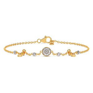 Bracelet délicat à halo de diamants ronds avec breloques en forme de larme - Product Image 1
