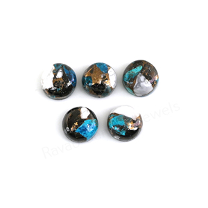 Turquesa Kingman Blanca Natural de Cobre, 12mm, Cabujón Redondo Liso de Alto Brillo para Joyería y Colgantes - Product Image 4