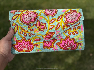 Bolso de Mano Tipo Clutch con Cierre de Botón con Cuentas de Perlas y Bordado Floral, de Lujo, para Fiesta de Noche, Boda, Diseño Personalizado - Product Image 2