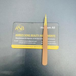 <b>Light</b> Brown <b>Pointed</b> Eyebrow Tweezers Stainless Steel Custom Logo Printing Nude <b>Pointed</b> Tip Tweezer Beauty Instrument - Product Image 3