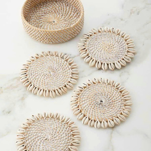 Ensemble de sous-verres les plus vendus, décoration de table en gros, sous-verres en coquillages tressés, de l'usine vietnamienne HNH Craft - Product Image 2