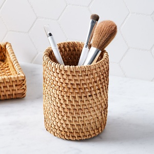 <b>Tabletop</b> <b>storage</b> baskets natural rattan brush holder basket custom made pen pencil pot cases - Product Image 1