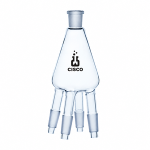 Tête de distillation en verre transparent pour laboratoire, adaptateur de fractionnement à 4 tubes, équipement de laboratoire chimique 14/23 CISCO CISCO-4692 - Product Image 1