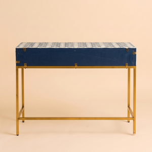 Console moderne traditionnelle faite à la main avec incrustations en os et 3 tiroirs, table d'entrée pour la décoration et l'ameublement de la maison - Product Image 2