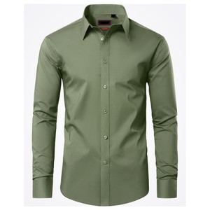 Chemise décontractée en satin 100 % coton perlé extensible, anti-humidité, col boutonné, respirante, infroissable, à prix abordable - Product Image 4