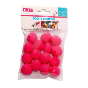 Pallina di ponpon Ilan da 2,5 cm rosa per decorazioni artigianali e progetti fai da te - Product Image 1