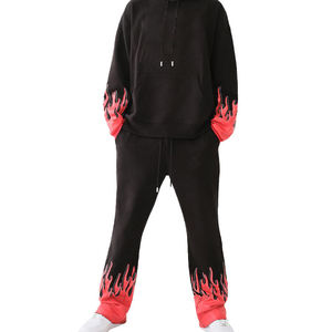 Ensemble 2 pièces respirant d'été : Veste zippée unie et pantalon évasé 100% coton avec bandes réfléchissantes – Nouveau design coupe-vent oversize - Product Image 2