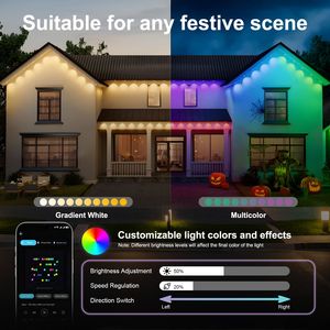 Luci Esterne Intelligenti Pro 150ft con Controllo Remoto tramite App, Luci RGB Eternity per Grondaie, Impermeabili IP67, Luci a Stringa per Tetto di Casa - Product Image 3