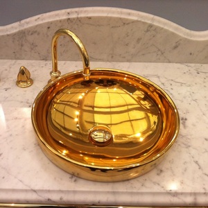 Lavabo en laiton fait main de qualité supérieure, lavabo de salle de bain de luxe, bol en métal doré pour comptoir, décoration pour la maison, l'hôtel, le restaurant - Product Image 1