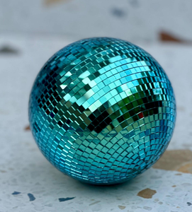 Teal Blue Mirror <b>Disco</b> <b>Ball</b> Ornament Custom Tiled Holiday Christmas Party Decoration Retro Glam Table Centerpiece Reflective - Product Image 2