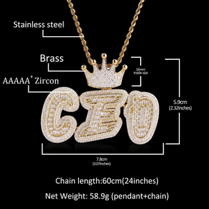 Custom Nick Font Pendant <b>Silver</b> Moissanite Iced <b>Crown</b> Bail Name Pendant White Yellow Rose Tone Charm iced <b>crown</b> bail jewelry - Product Image 3