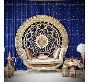 Sofá de Boda Real Imperial Tallado a Mano / Asiento de Dos Plazas Premium para Novios, Trono Tradicional de Maharaja, Muebles de Escenario - Product Image 3