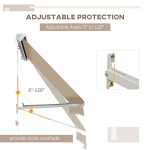 Tenda da Sole Manuale Retrattile da Esterno con Braccio a Goccia da 1,8 m, Telaio in Alluminio, Protezione Solare UV e Accessori - Product Image 5