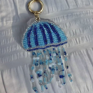 Handcrafted Boho <b>Beaded</b> Keychain Lightweight <b>Plastic</b> Bag Charm for Everyday Use Fashionable Vintage Accessory - Product Image 1