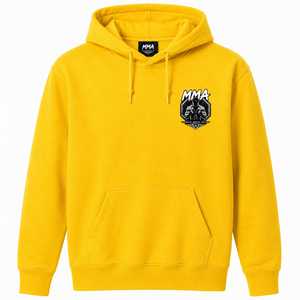 Sudadera con Capucha de Forro Polar para Hombre con Logotipo de MMA, Amarilla, Corte Regular, Diseño con Bolsillos, Ropa Casual de Invierno, 100% Algodón, Antiarrugas - Product Image 1