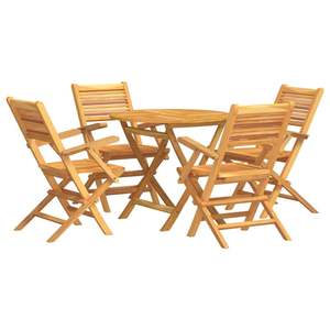 Conjunto de Comedor de Jardín de Madera de Teca Sólida, Diseño Plegable Mediano - Product Image 2