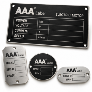 Placa de Identificación de Metal Personalizada para Equipos Eléctricos con Voltaje, Número de Serie, OEM - Product Image 1