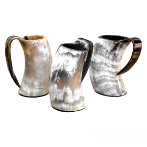 Jarra Rústica Vikinga de Cuerno para Cerveza y Cerveza Artesanal, Ecológica, Auténtica, Hecha a Mano, Acabado Pulido, para el Hogar, Clubes y Bares - Product Image 2