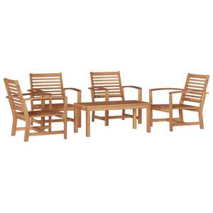 Conjunto de Sofá de Jardín de 5 Piezas, Madera de Teca Sólida Natural, Muebles Duraderos para Exteriores - Product Image 1