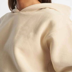 Ensemble de survêtement crème à capuche pour femme, manches longues, coupe ample, couleur unie, décontracté, pour l'automne, avec poches latérales et taille élastique - Product Image 4