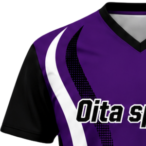Maillot de volley-ball sublimé violet et noir à manches courtes pour performance sportive, tenue de match pour équipe athlétique - Product Image 3