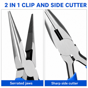 Needle Nose Pliers Long Nose Plier with Wire <b>Cutter</b> Spring Loaded Custom Logo High Quality Carbon Steel Hand Tool Wholesale OEM - Product Image 4