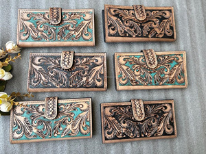 Nouveau Style occidental coloré en cuir usiné pochette femmes conçu sac à main vente chaude taille compacte en cuir usiné embrayages à la mode - Product Image 5