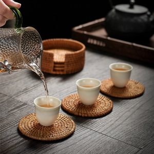 ที่รองแก้วกาแฟและไวน์หวายสานอย่างสวยงาม สำหรับบ้านสมัยใหม่ โรงแรม บาร์ โต๊ะอาหาร กำลังขายดี - Product Image 2