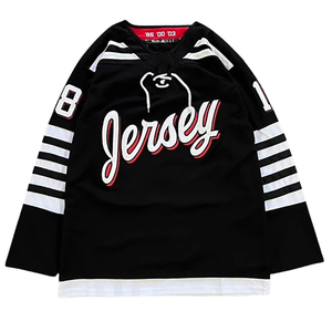 Custom Winter Ice Hockey Jersey <b>Men</b> <b>Black</b> White Red Digital Print Full Sleeve V Neck Breathable Polyester OEM Service Adult Size - Product Image 5
