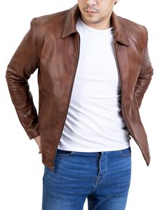 Genuine Coated <b>Stand</b> Collar Hooded Vintage Style Distressed Faded Real Cowhide Leather Jacket with Front Logo for Men - Product Image 5