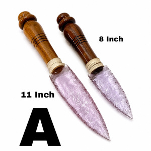 Hermoso mango de cuchillo de punta de flecha de 8 pulgadas de cristal de kunzita tallado a mano, portátil, premium, decorativo, artístico y coleccionable. - Product Image 5