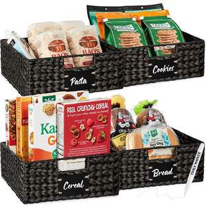 Artisanal <b>Rectangular</b> Water Hyacinth <b>Storage</b> <b>Basket</b> Woven Organizer Bin Shelf <b>Basket</b> Ideal For Pantry Home Organization - Product Image 3