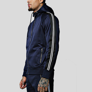 Conjunto Deportivo de Hombre a la Moda, Color Azul Marino, Sudadera con Capucha y Cremallera Completa, Pantalones de Poliéster de Color Sólido, Corte Regular, para Otoño - Product Image 4