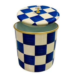 Juego de Recipientes de Almacenamiento de Cerámica con Diseño a Cuadros Metálicos Hechos a Mano, Resistentes a la Decoloración y Duraderos, con Tapa |   Recipientes Decorativos para Cocina |   Moderno - Product Image 1