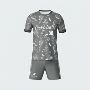 Uniforme de pickleball unisexe respirant imprimé, antibactérien, col rond, manches courtes, été, 100% polyester - Product Image 1