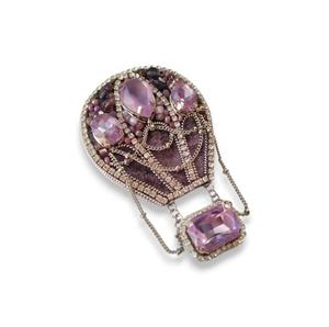 เข็มกลัดบอลลูนอากาศสีชมพูลูกปัดคริสตัลไข่มุกทองแท่งปักมือแฟชั่นสำหรับงานแต่งงานงานหมั้นของเด็ก - Product Image 1