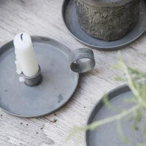 Rustic <b>Candle</b> Stand Galvanized Iron Taper <b>Candle</b> Stand for Home Décor Grey taper holder farm decor Metal <b>Candle</b> Holder with <b>Tray</b> - Product Image 2