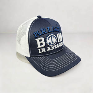 หมวกแก๊ปทรง Trucker 6 แผง สีน้ำเงินกรมท่า พิมพ์ลายโลโก้ด้วยเทคนิค Sublimation ระบายอากาศได้ดี กันน้ำ สำหรับทุกเพศ  ขอบโค้ง ผลิตโดย OEM - Product Image 1