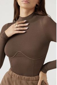 Camiseta de Yoga de Manga Larga con Cuello Alto para Mujer, Ajustada, Acanalada, Sin Costuras, Ligera, de Spandex, para Deportes, Pilates y Gimnasio - Product Image 2