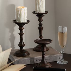 Candelabro de nogal francés de patas altas, elegante, de madera maciza, ecológico, pulido, estilo retro, para el hogar, decorativo para Ramadán - Product Image 5