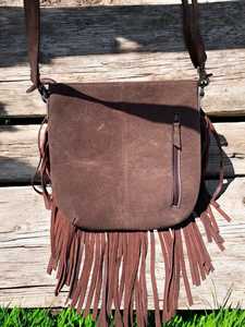 Boot Stitch Bohemian Genuine Leather Crossbody Bag With Fringes Tassel Decor Single <b>Strap</b> Women's <b>Shoulder</b> Bag All Seasons Style - Product Image 3