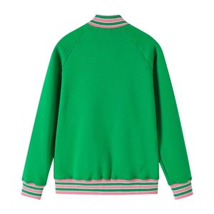 AKA Green Fleece Letterman <b>Jacket</b> <b>Pink</b> Stripe Unisex Varsity Style Embroidered Crest Patch Casual Warm Outerwear Apparel - Product Image 5