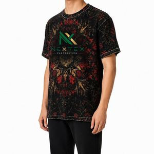 T-shirt surdimensionné personnalisé pour homme, imprimé floral mandala, décontracté, style hip-hop, streetwear, respirant, en coton, vêtement graphique, haut - Product Image 3