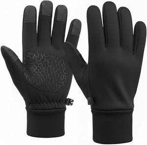 Guantes Térmicos de Invierno con Pantalla Táctil, Material PU, Largura hasta la Muñeca, Estilo Casual para Exteriores, Color Negro, Guantes Cálidos - Product Image 1