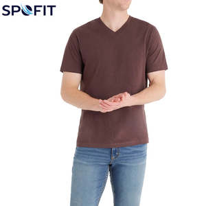 T-shirts décontractés pour hommes, tendance et en gros, t-shirts épais personnalisables avec logo, streetwear, t-shirts à col en V pour hommes - Product Image 6