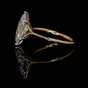 Bague de fiançailles et de mariage en diamant de laboratoire taille marquise certifié IGI, 2,50 carats, or jaune 14 carats, cadeau de fête, bijoux - Product Image 6