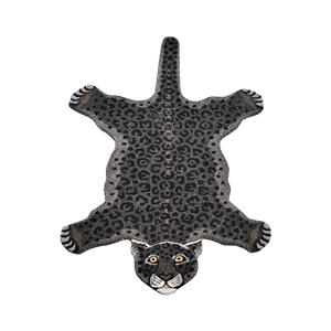 Tapis moderne en laine tuftée à la main, motif panthère noire, silhouette de léopard sauvage, tapis d'appoint doux 3D - Product Image 4