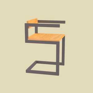 Silla de acento minimalista moderna y elegante, diseño de tubo Rectangular de madera de hierro impermeable cómodo para varios parques de almacén - Product Image 2